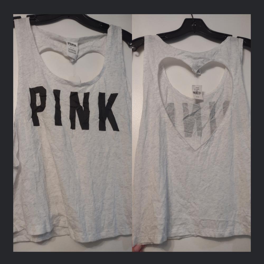 Victoria's Secret Heart Shaped cut out tank light gray